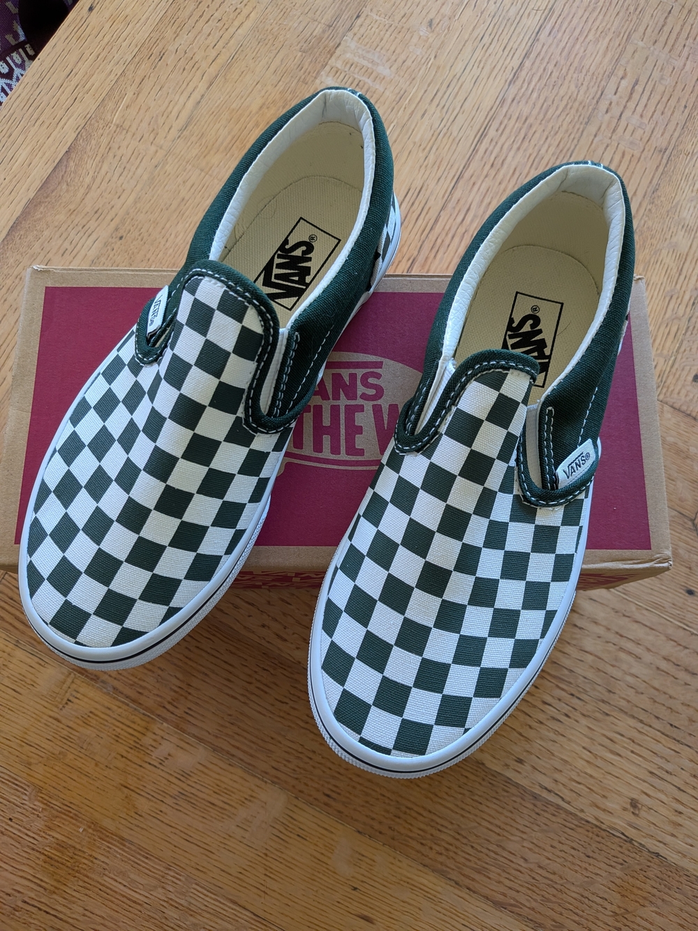 Vans Classic Slip-On Checkerboard in Green & White